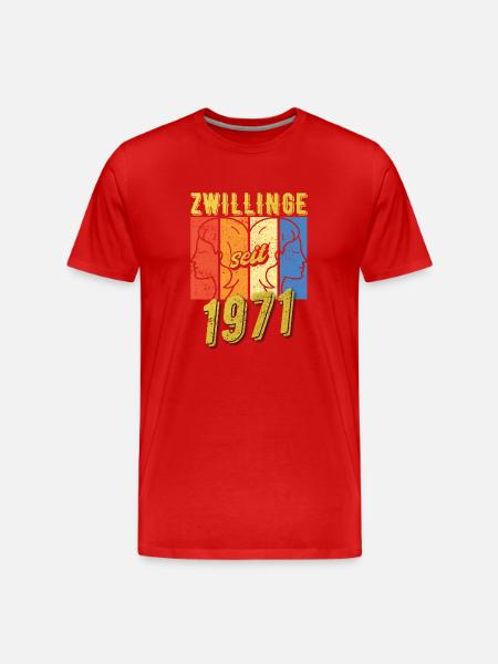 Zwillinge Sternzeichen 1971 Geschenk - Männer Premium Bio T-Shirt - Rot