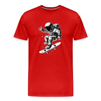 Skater Astronaut - Men's Premium Organic T-Shirt - red - Front - Damien (186cm)