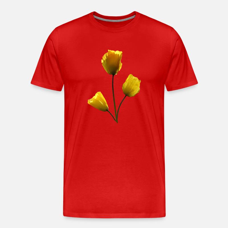 Mohn gelbe Mohnblumen - Männer Premium Bio T-Shirt - Rot