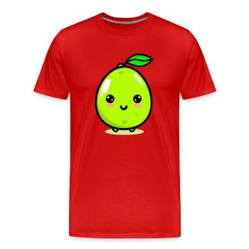 Mignon citron vert raisin fruit kawaii - T-shirt bio Premium Homme - rouge - Devant - Damien (186cm)