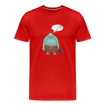 Idioten-Troll - Männer Premium Bio T-Shirt - Rot - Vorne - Damien (186cm)