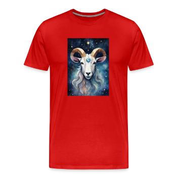 Sternzeichen Steinbock02 - Männer Premium Bio T-Shirt - Rot - Vorne - Damien (186cm)