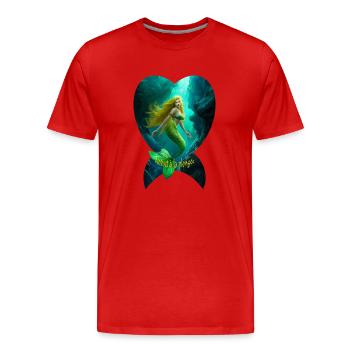 sirène addict à la plongée (poisson) - plongeur - T-shirt bio Premium Homme - rouge - Devant - Damien (186cm)