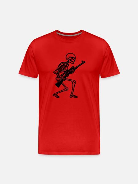 skeleton with sniper rifle - Men's Premium Organic T-Shirt - red