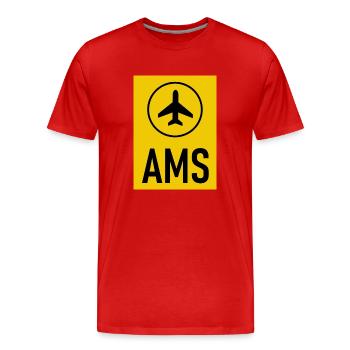 Aéroport d’Amsterdam - T-shirt bio Premium Homme - rouge - Devant - Damien (186cm)