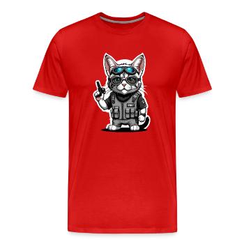 Cat Airsoft Katze spielt Airsoft Militär Geschenk - Männer Premium Bio T-Shirt - Rot - Vorne - Damien (186cm)
