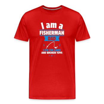 Angler-Papa,Vatertagsgeschenk - Männer Premium Bio T-Shirt - Rot - Vorne - Damien (186cm)