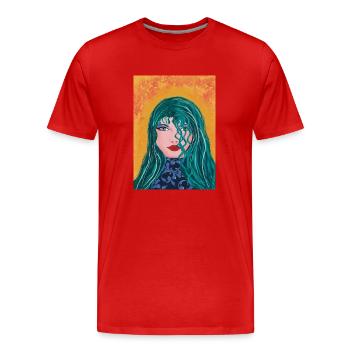 Celestia - Männer Premium Bio T-Shirt - Rot - Vorne - Damien (186cm)
