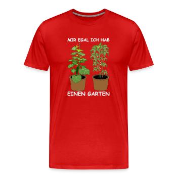 Je m’en fiche, j’ai un jardin - T-shirt bio Premium Homme - rouge - Devant - Damien (186cm)