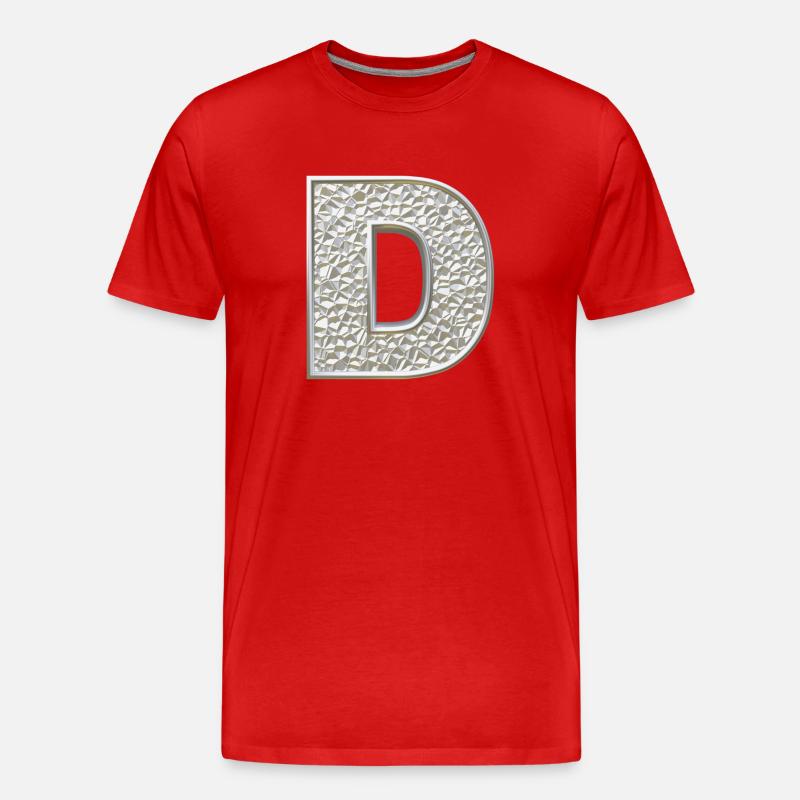 D, lettre, lettre D, initiale, initiale D, monogramme, - T-shirt bio Premium Homme - rouge