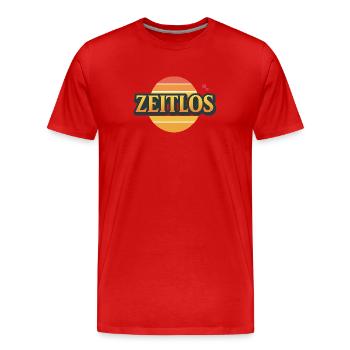 Zeitlos Logo - Männer Premium Bio T-Shirt - Rot - Vorne - Damien (186cm)
