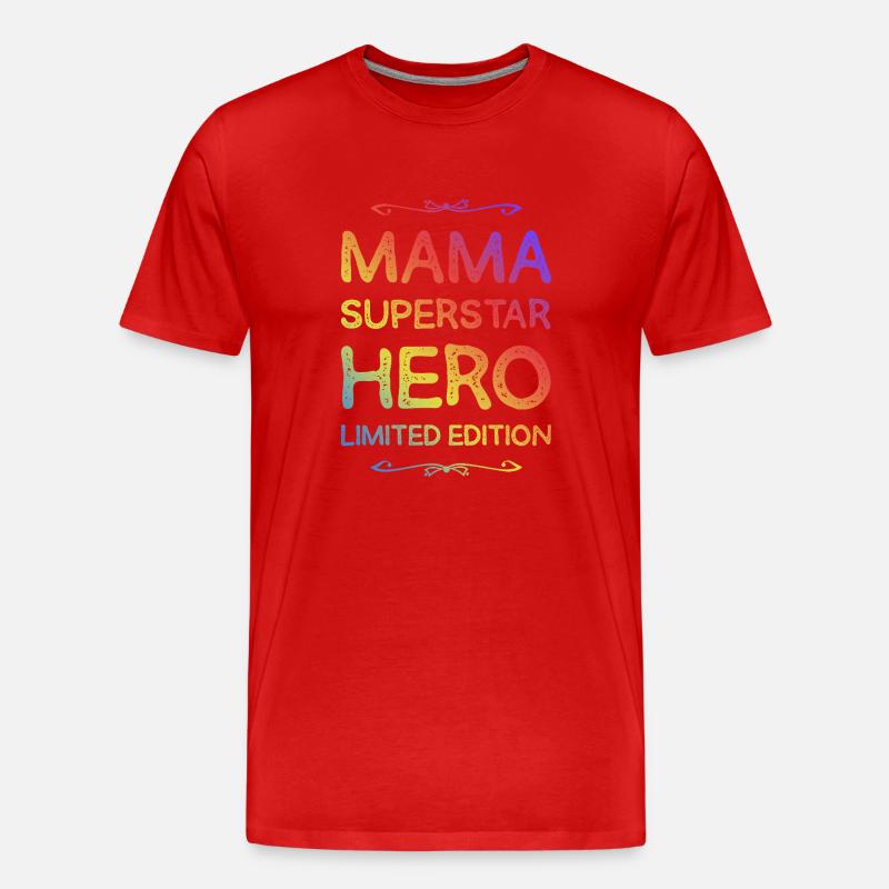Beste Mama Held Spruch - Männer Premium Bio T-Shirt - Rot
