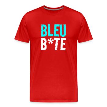 bleu bite - T-shirt bio Premium Homme - rouge - Devant - Damien (186cm)
