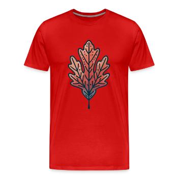 Illustration rustique de feuille d’automne - T-shirt bio Premium Homme - rouge - Devant - Damien (186cm)