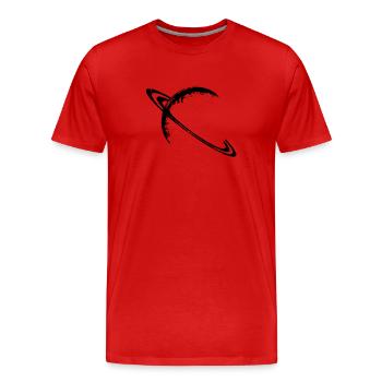 Saturne et ses anneaux - T-shirt bio Premium Homme - rouge - Devant - Damien (186cm)