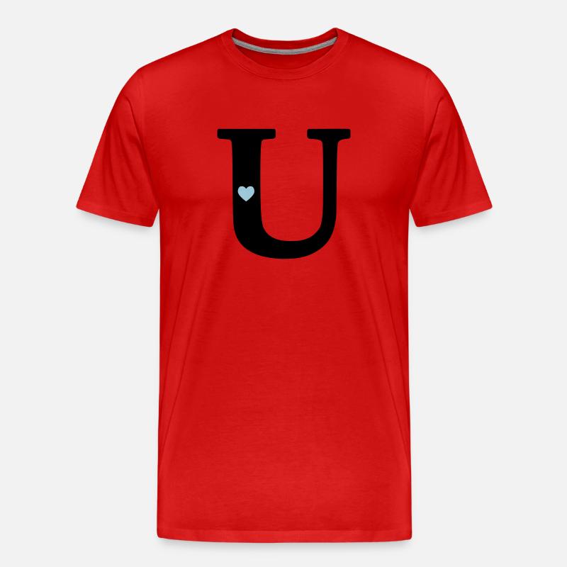 Buchstabe U Anfangsbuchstabe - Männer Premium Bio T-Shirt - Rot