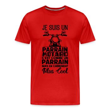 parrain motard Cadeau parrain motard super parrain - T-shirt bio Premium Homme - rouge - Devant - Damien (186cm)