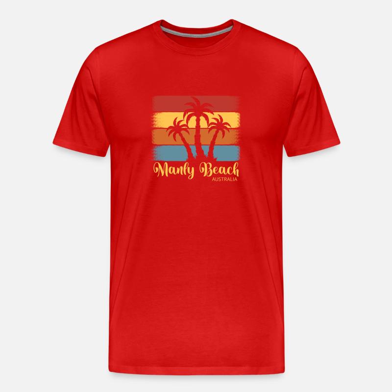Manly Beach Australia - Männer Premium Bio T-Shirt - Rot