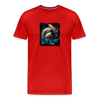 Drapeau de dauphin - T-shirt bio Premium Homme - rouge - Devant - Damien (186cm)