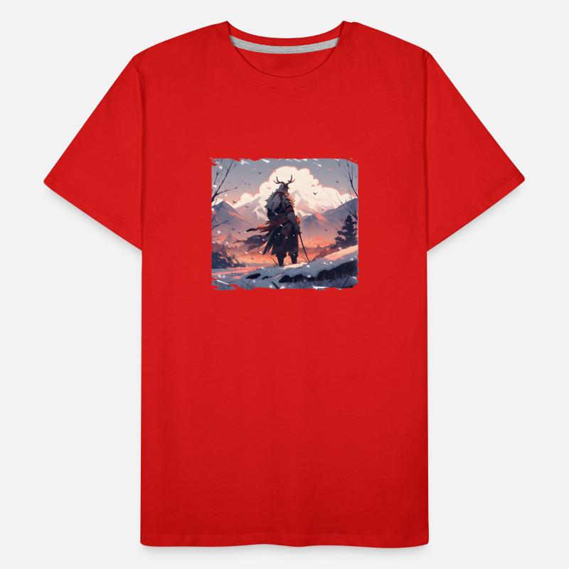 Samurai in snowy landscape Männer Premium Bio T-Shirt