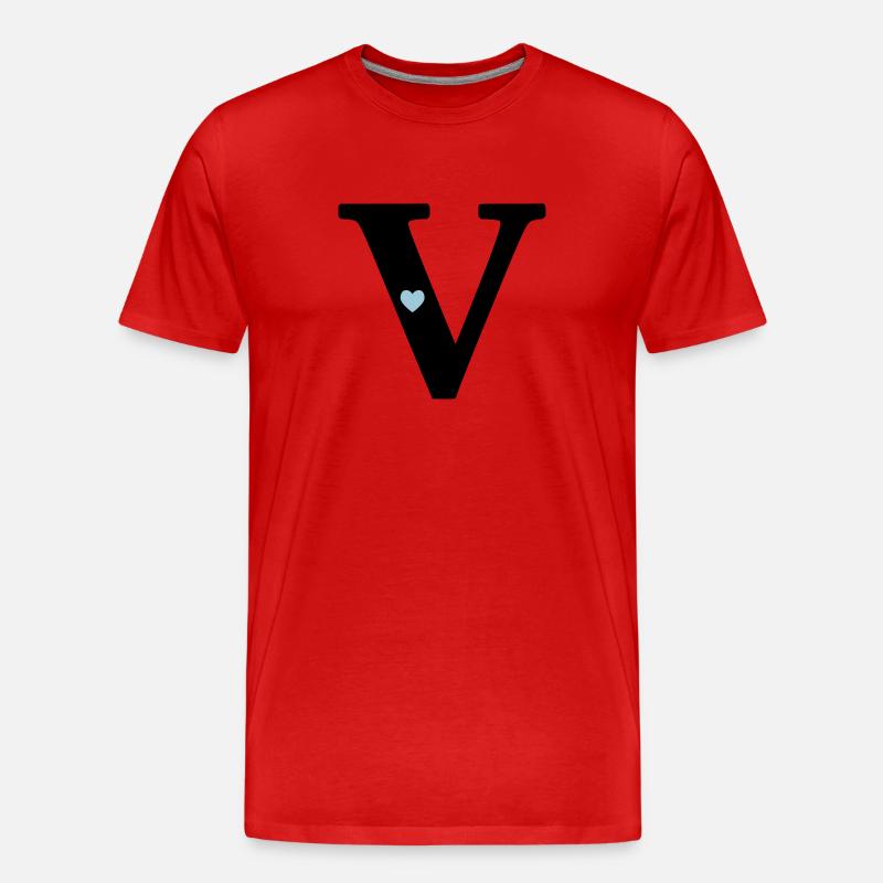 Buchstabe V Anfangsbuchstabe - Männer Premium Bio T-Shirt - Rot