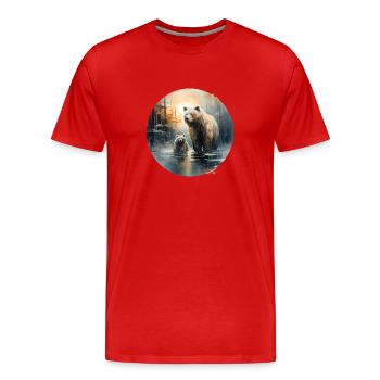 Famille des grizzlis - T-shirt bio Premium Homme - rouge - Devant - Damien (186cm)
