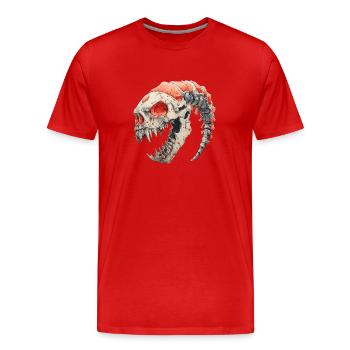 Alien Skull Horror - Men's Premium Organic T-Shirt - red - Front - Damien (186cm)