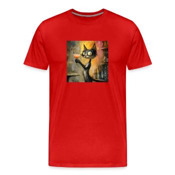 Cocktail and Moustaches - Men's Premium Organic T-Shirt - red - Front - Damien (186cm)