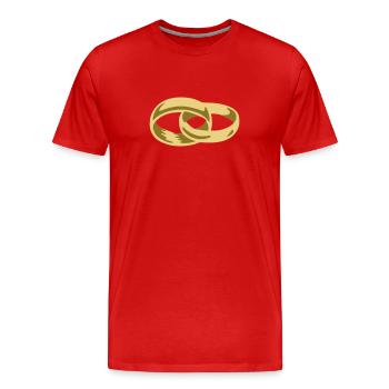 Alliances, bagues, de mariage, mariés - T-shirt bio Premium Homme - rouge - Devant - Damien (186cm)