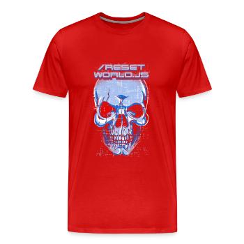 Un monde effrayant reset.js robot et crâne - T-shirt bio Premium Homme - rouge - Devant - Damien (186cm)