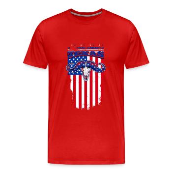 A Beautiful Texas Longhorns with US Flag Design - Men's Premium Organic T-Shirt - red - Front - Damien (186cm)