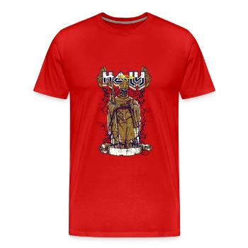 A creepy holy priest with a skeleton - Men's Premium Organic T-Shirt - red - Front - Damien (186cm)