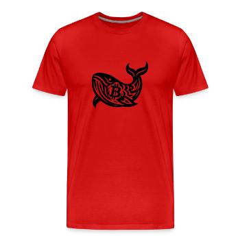 BTC Whale - T-shirt bio Premium Homme - rouge - Devant - Damien (186cm)