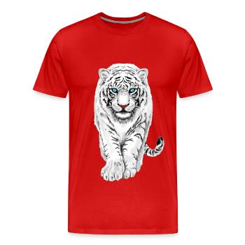 Tigre blanc - T-shirt bio Premium Homme - rouge - Devant - Damien (186cm)