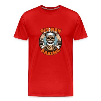 Old Man Baking Skull mit Bäckermütze mit Brot - Männer Premium Bio T-Shirt - Rot - Vorne - Damien (186cm)