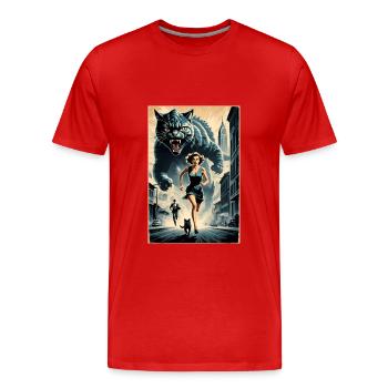 Movie Poster: Return of the Colossus-Cat (1951) - Men's Premium Organic T-Shirt - red - Front - Damien (186cm)