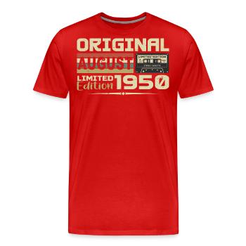 August 1950 - Jahrgang August 1950 Baujahr August 1950 - Männer Premium Bio T-Shirt - Rot - Vorne - Damien (186cm)
