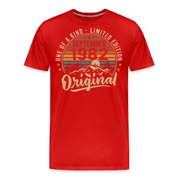 Geburtstag September 1982 - geboren im September 1982 - Männer Premium Bio T-Shirt - Rot - Vorne - Damien (186cm)
