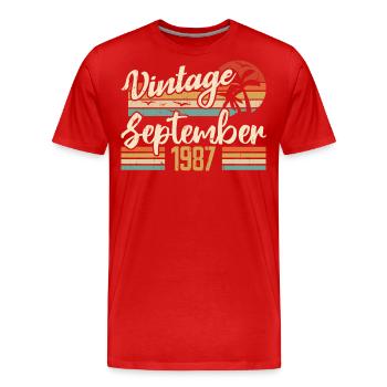 September 1987 Anniversary Gift September 1987 - Men's Premium Organic T-Shirt - red - Front - Damien (186cm)