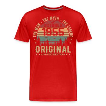 Homme Cadeau D'anniversaire 1955 Octobre 1955 - T-shirt bio Premium Homme - rouge - Devant - Damien (186cm)