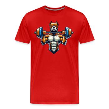 trainierter Pitbull - Männer Premium Bio T-Shirt - Rot - Vorne - Damien (186cm)