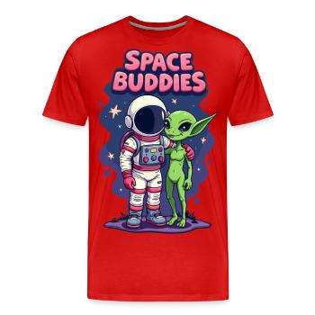 Space Buddies - Men's Premium Organic T-Shirt - red - Front - Damien (186cm)