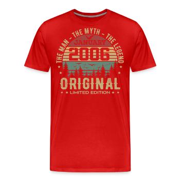 19 Year Old Birthday Gift, Born In January 2006 - Men's Premium Organic T-Shirt - red - Front - Damien (186cm)