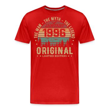 29 Jahre altes Geburtstagsgeschenk, geboren im Januar 1996 - Männer Premium Bio T-Shirt - Rot - Vorne - Damien (186cm)