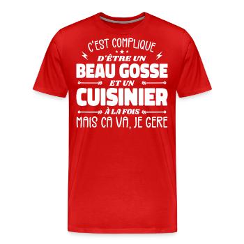 Schöner Mann Koch - Männer Premium Bio T-Shirt - Rot - Vorne - Damien (186cm)