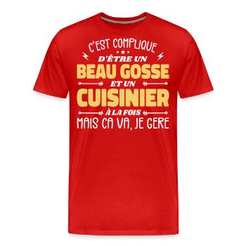 Schöner Mann Koch - Männer Premium Bio T-Shirt - Rot - Vorne - Damien (186cm)