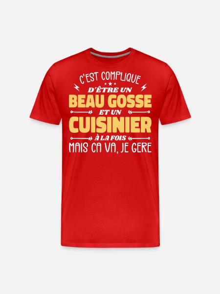 Schöner Mann Koch - Männer Premium Bio T-Shirt - Rot