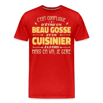 Schöner Mann Koch - Männer Premium Bio T-Shirt - Rot - Vorne - Damien (186cm)