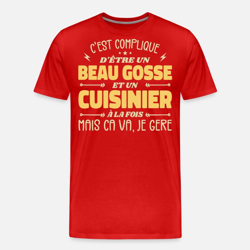 Schöner Mann Koch - Männer Premium Bio T-Shirt - Rot