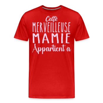This wonderful granny belongs to personalized - Men's Premium Organic T-Shirt - red - Front - Damien (186cm)